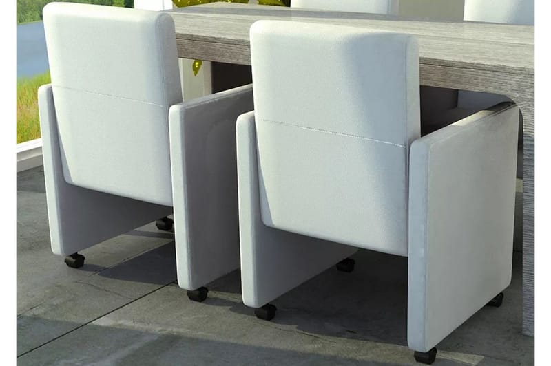 Spisebordsstole 2 Stk. Kunstlæder Hvid - Hvid - Spisebordsstole & køkkenstole - Armstole