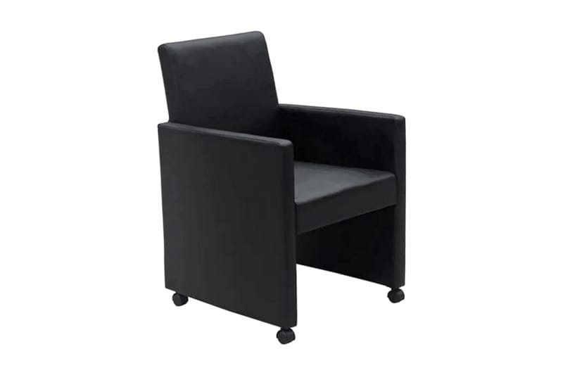 Spisebordsstole 2 Stk. Kunstlæder Sort - Sort - Møbler - Stole & lænestole - Armstole