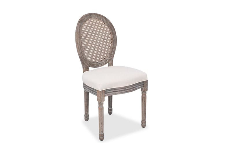 Spisebordsstole 2 Stk. Linned Og Rattan - Creme - Spisebordsstole & køkkenstole - Armstole