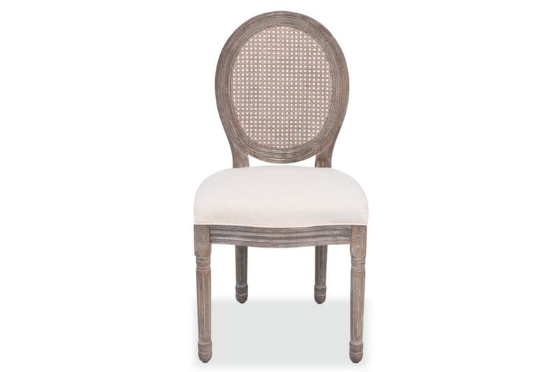Spisebordsstole 2 Stk. Linned Og Rattan - Creme - Møbler - Stole & lænestole - Armstole