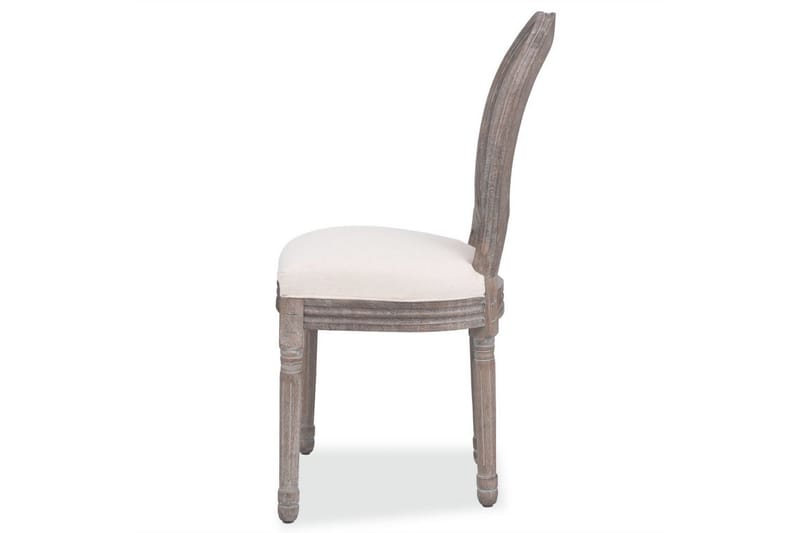 Spisebordsstole 2 Stk. Linned Og Rattan - Creme - Møbler - Stole & lænestole - Armstole
