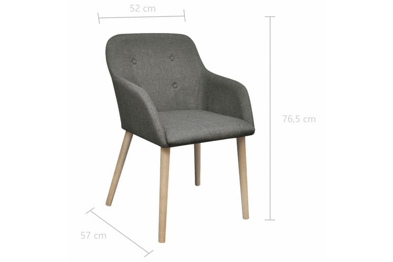 Spisebordsstole 2 Stk. Lysegråt Stof Massivt Egetræ - Grå - Spisebordsstole & køkkenstole - Armstole