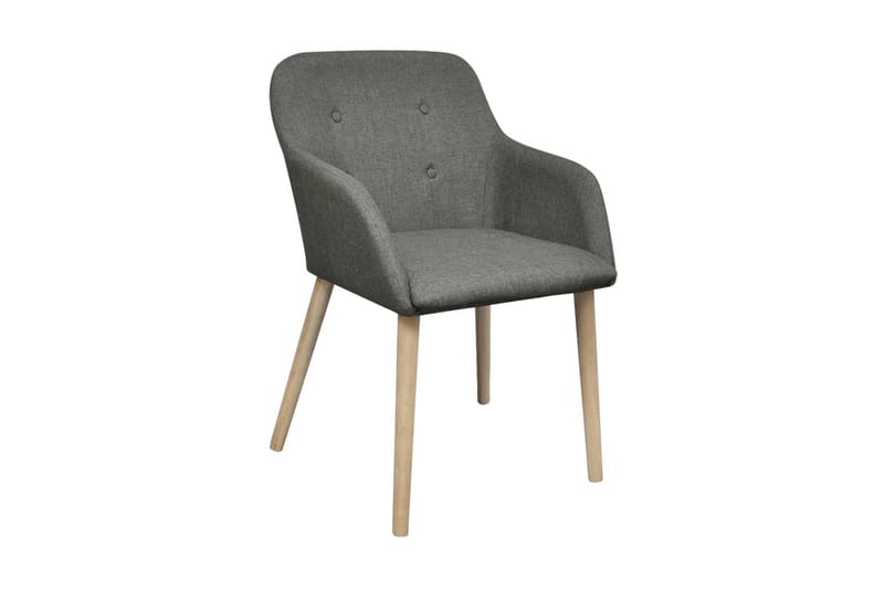 Spisebordsstole 2 Stk. Lysegråt Stof Massivt Egetræ - Grå - Spisebordsstole & køkkenstole - Armstole