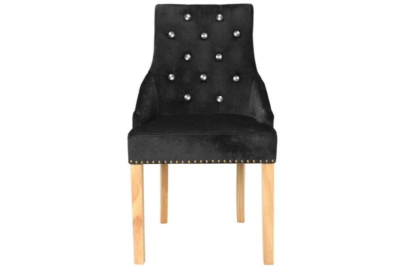Spisebordsstole 2 Stk. Massiv Eg Og Fløjl Sort - Sort - Spisebordsstole & køkkenstole - Armstole