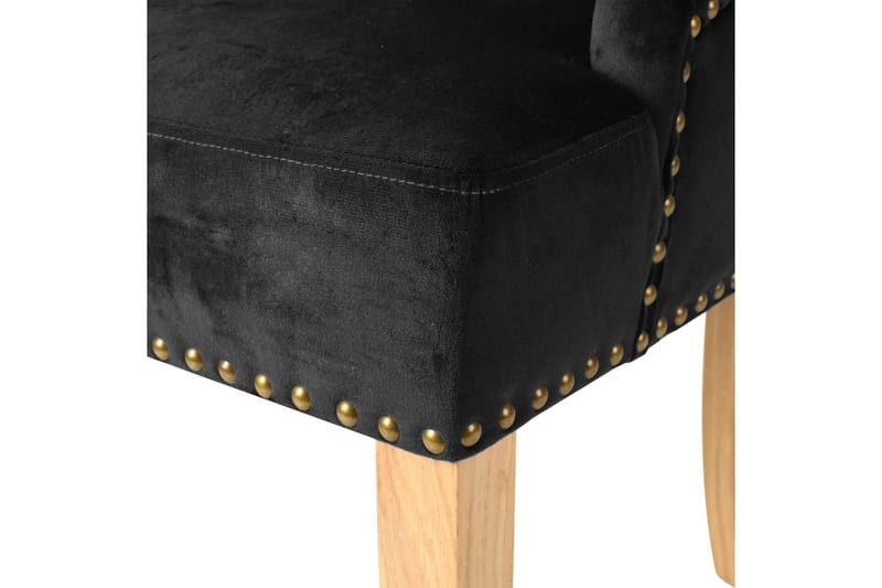 Spisebordsstole 2 Stk. Massiv Eg Og Fløjl Sort - Sort - Spisebordsstole & køkkenstole - Armstole