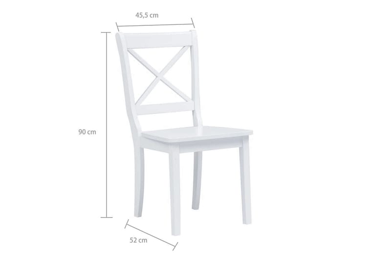 Spisebordsstole 2 Stk. Massivt Gummitræ Hvid - Hvid - Spisebordsstole & køkkenstole - Armstole