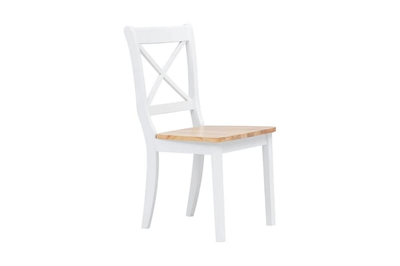 Spisebordsstole 2 Stk. Massivt Gummitræ Hvid Og Brun - Hvid - Spisebordsstole & køkkenstole - Armstole