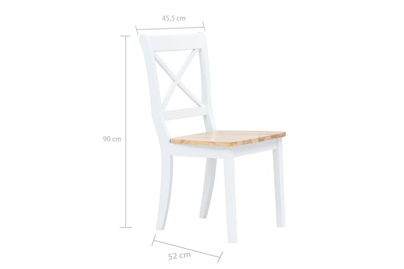 Spisebordsstole 2 Stk. Massivt Gummitræ Hvid Og Brun - Hvid - Spisebordsstole & køkkenstole - Armstole