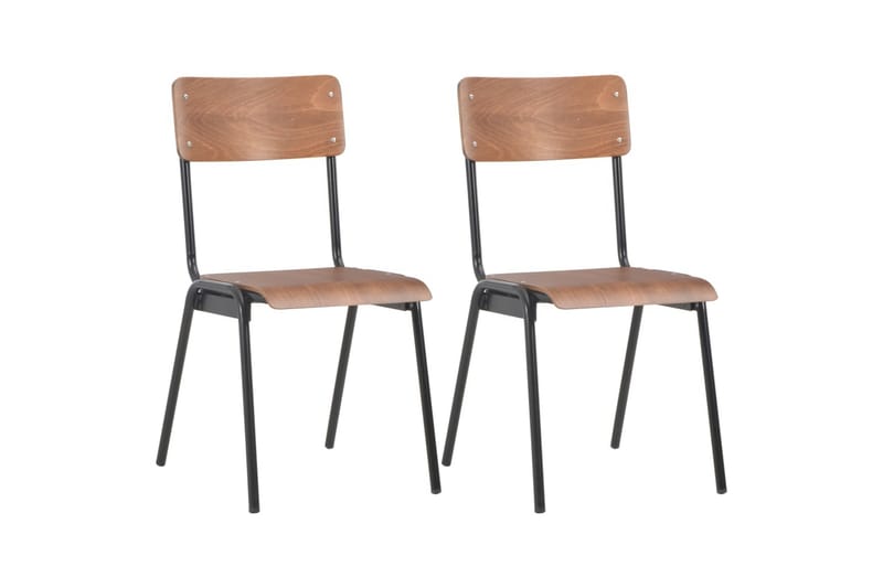 Spisebordsstole 2 Stk. Massivt Krydsfinér Stål Brun - Brun - Møbler - Stole & lænestole - Armstole