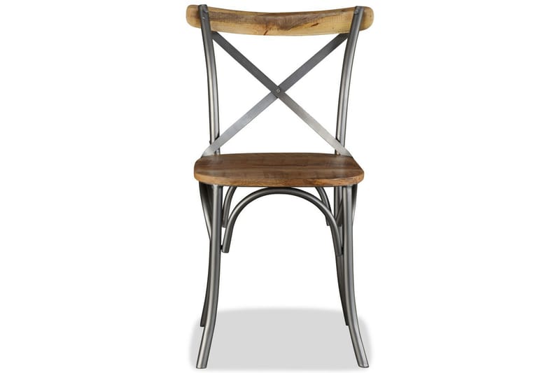 Spisebordsstole 2 Stk. Massivt Mangotræ Og Stålkrydsryglæn - Flerfarvet - Spisebordsstole & køkkenstole - Armstole