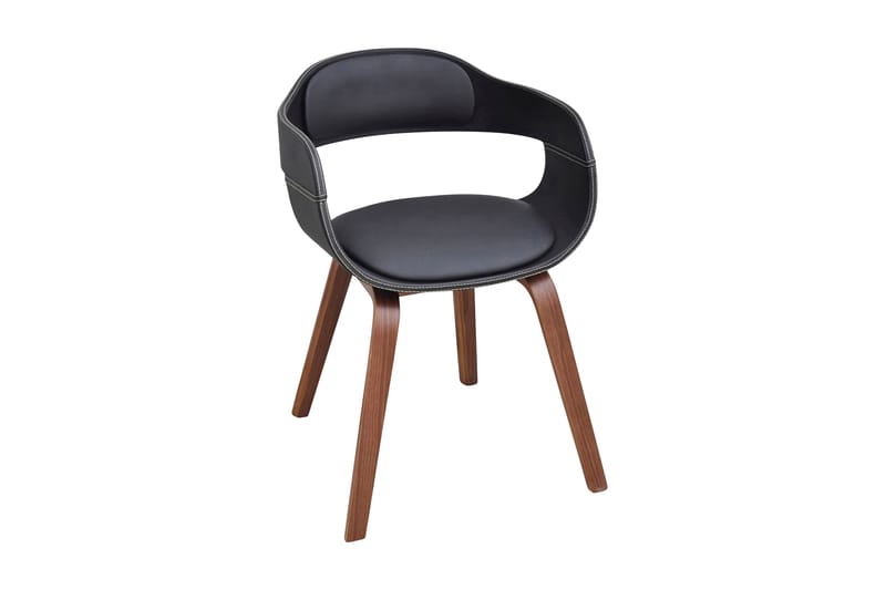 Spisebordsstole 2 Stk. Med Formspændt Træstel Kunstlæder - Sort - Spisebordsstole & køkkenstole - Armstole