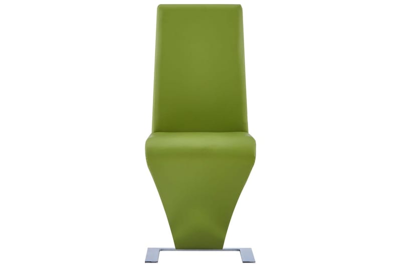 Spisebordsstole 2 Stk. med Zigzagform Kunstlæder Grøn - Grøn - Spisebordsstole & køkkenstole - Armstole