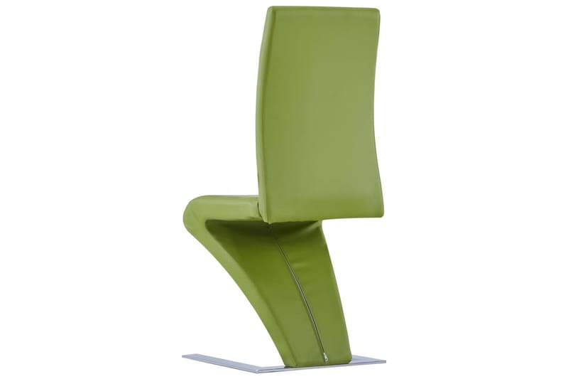 Spisebordsstole 2 Stk. med Zigzagform Kunstlæder Grøn - Grøn - Spisebordsstole & køkkenstole - Armstole
