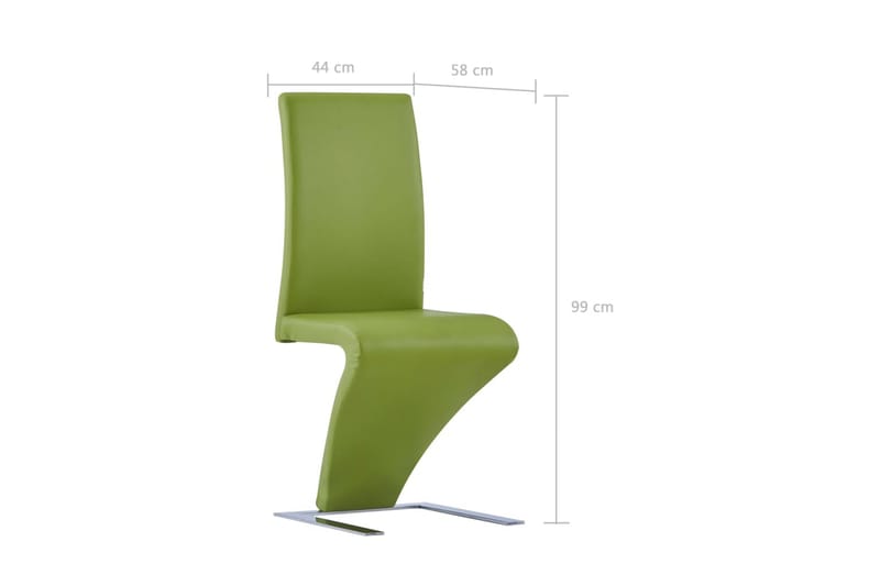 Spisebordsstole 2 Stk. med Zigzagform Kunstlæder Grøn - Grøn - Møbler - Stole & lænestole - Armstole