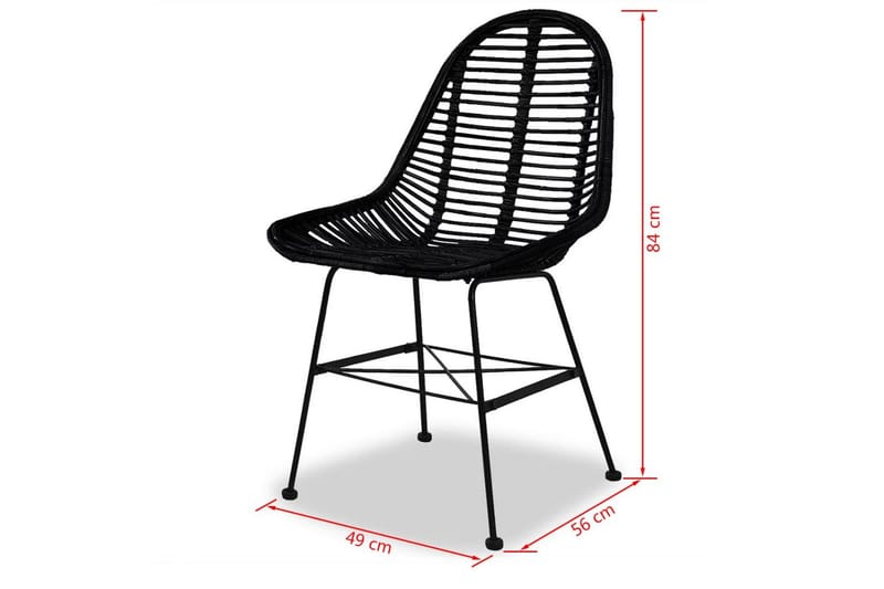 Spisebordsstole 2 Stk. Naturligt Rattan Sort - Sort - Spisebordsstole & køkkenstole - Armstole