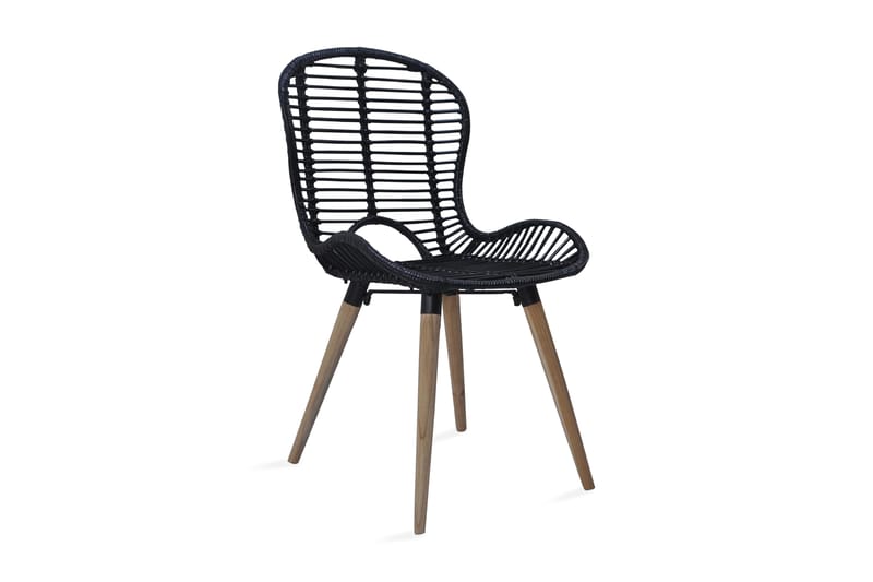 Spisebordsstole 2 Stk. Naturligt Rattan Sort - Sort - Møbler - Stole & lænestole - Armstole