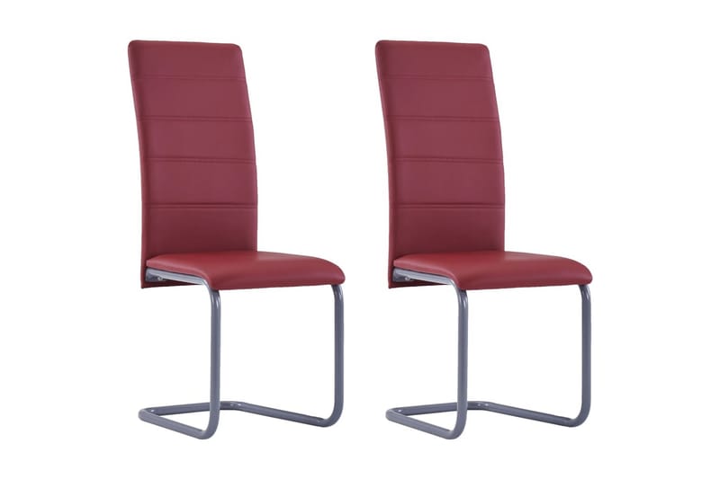 Spisebordsstole 2 Stk. Rød Kunstlæder - Rød - Spisebordsstole & køkkenstole - Armstole