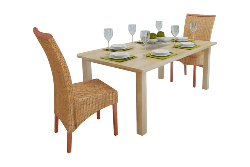 Spisebordsstole 2 Stk. Rattan Brun - Brun - Møbler - Stole & lænestole - Armstole