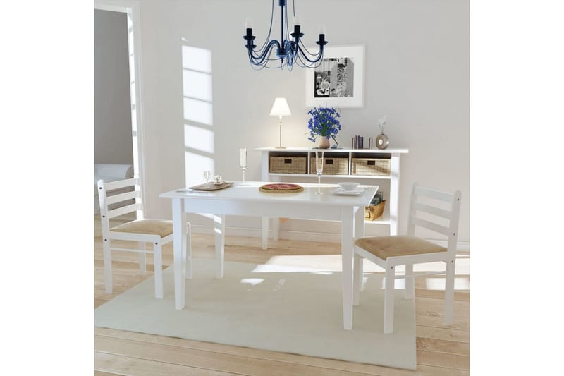 Spisebordsstole 2 Stk. Træ Hvid Firkantet - Hvid - Spisebordsstole & køkkenstole - Armstole