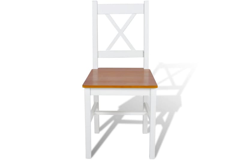 Spisebordsstole 2 Stk. Træ Hvid Og Naturfarvet - Brun - Spisebordsstole & køkkenstole - Armstole