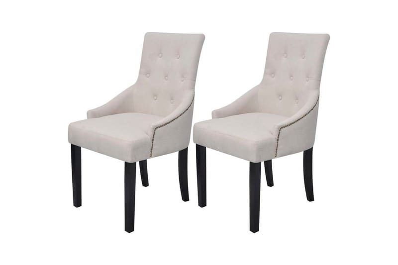 Spisebordsstole 2 Stk. Polyester Cremefarvet - Creme - Spisebordsstole & køkkenstole - Armstole