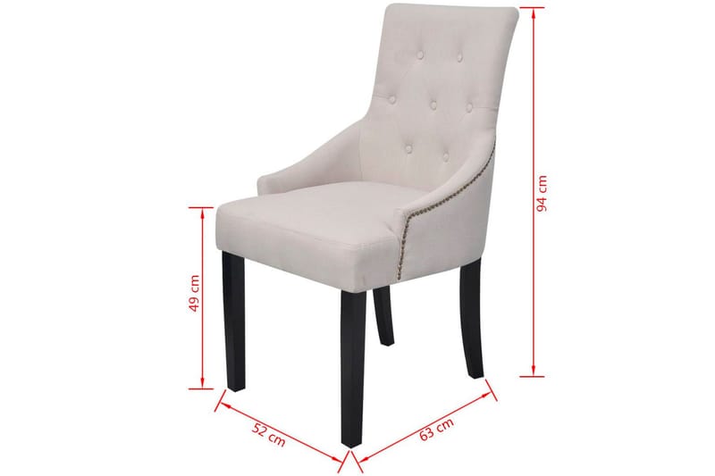 Spisebordsstole 2 Stk. Polyester Cremefarvet - Creme - Spisebordsstole & køkkenstole - Armstole