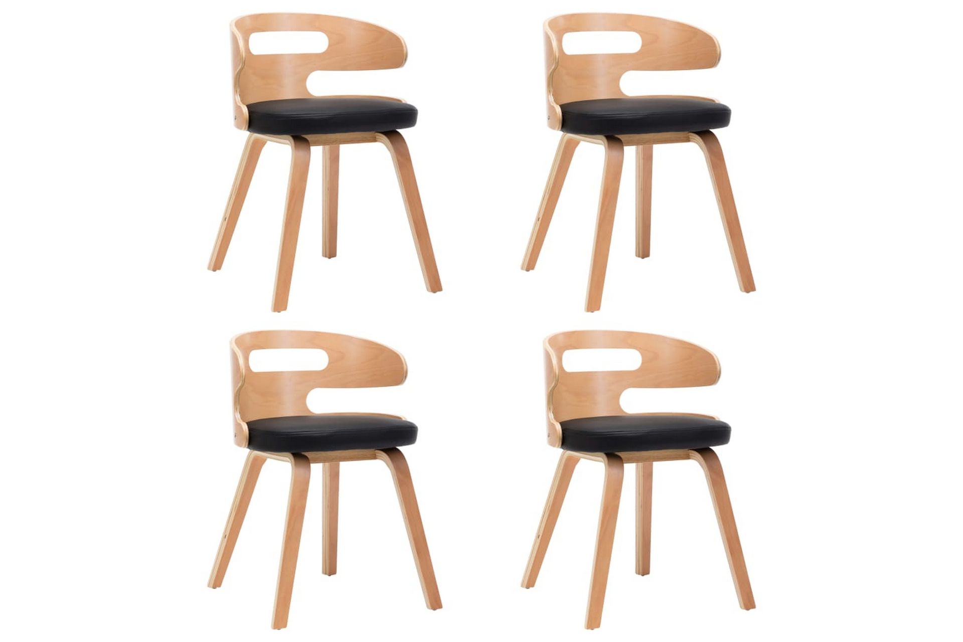 spisebordsstole 4 stk. bøjet træ og kunstlæder sort - Møbler - Stole & lænestole - Armstole