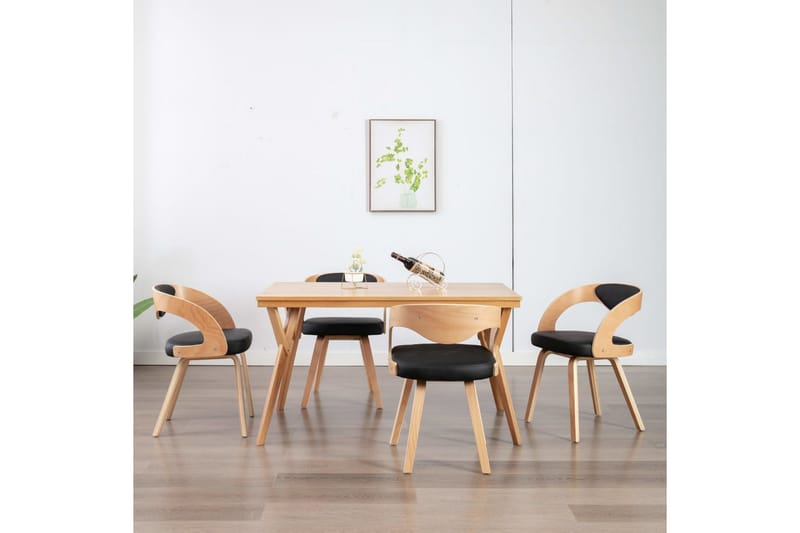 spisebordsstole 4 stk. bøjet træ og kunstlæder sort - Spisebordsstole & køkkenstole - Armstole