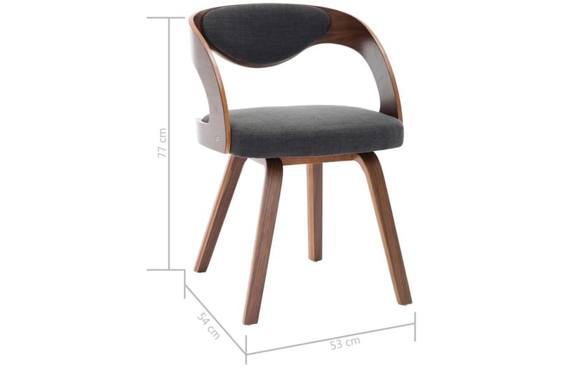 spisebordsstole 4 stk. bøjet træ og stof mørkegrå - Spisebordsstole & køkkenstole - Armstole