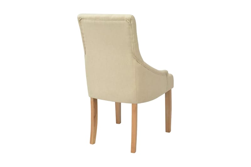 Spisebordsstole 4 Stk. Egetræ Stof Cremefarvet - Creme - Spisebordsstole & køkkenstole - Armstole