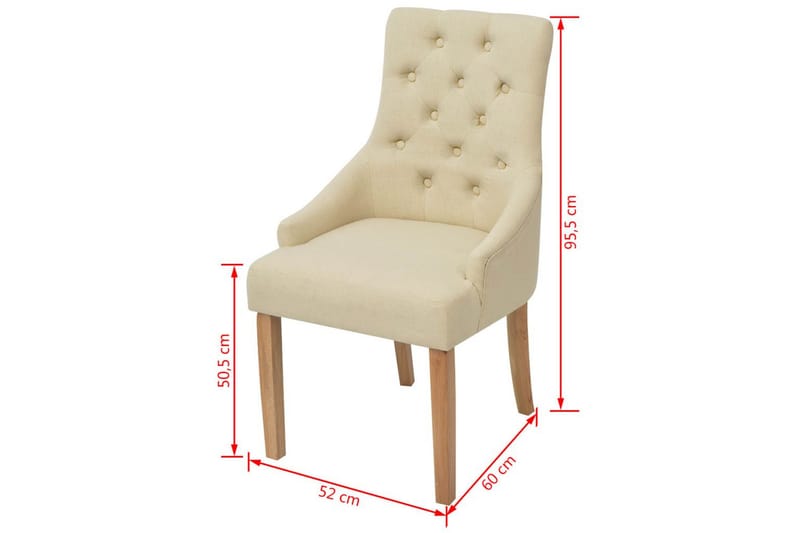 Spisebordsstole 4 Stk. Egetræ Stof Cremefarvet - Creme - Møbler - Stole & lænestole - Armstole