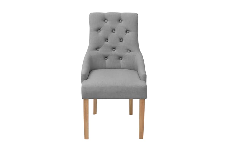 Spisebordsstole 4 Stk. Egetræ Stof Lysegrå - Grå - Spisebordsstole & køkkenstole - Armstole