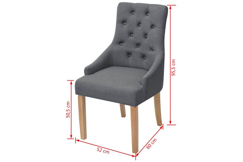 Spisebordsstole 4 Stk. Egetræ Stof Mørkegrå - Grå - Spisebordsstole & køkkenstole - Armstole