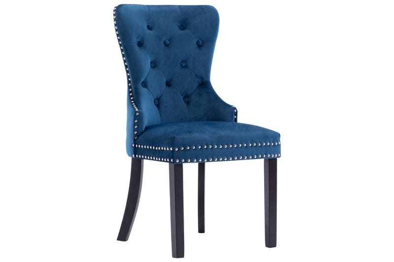 Spisebordsstole 4 Stk. Fløjl Blå - Spisebordsstole & køkkenstole - Armstole