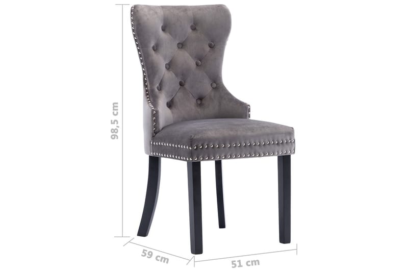 Spisebordsstole 4 Stk. Fløjl Grå - Spisebordsstole & køkkenstole - Armstole