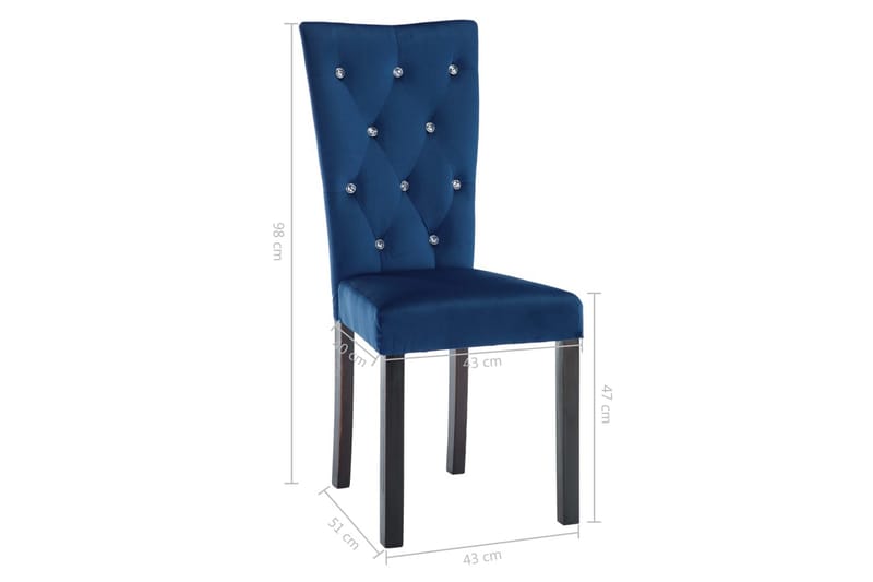 Spisebordsstole 4 Stk. Fløjl Mørkeblå - Blå - Spisebordsstole & køkkenstole - Armstole