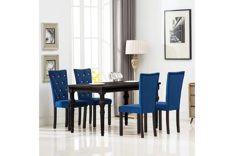 Spisebordsstole 4 Stk. Fløjl Mørkeblå - Blå - Spisebordsstole & køkkenstole - Armstole
