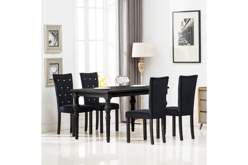 Spisebordsstole 4 Stk. Fløjl Sort - Sort - Spisebordsstole & køkkenstole - Armstole