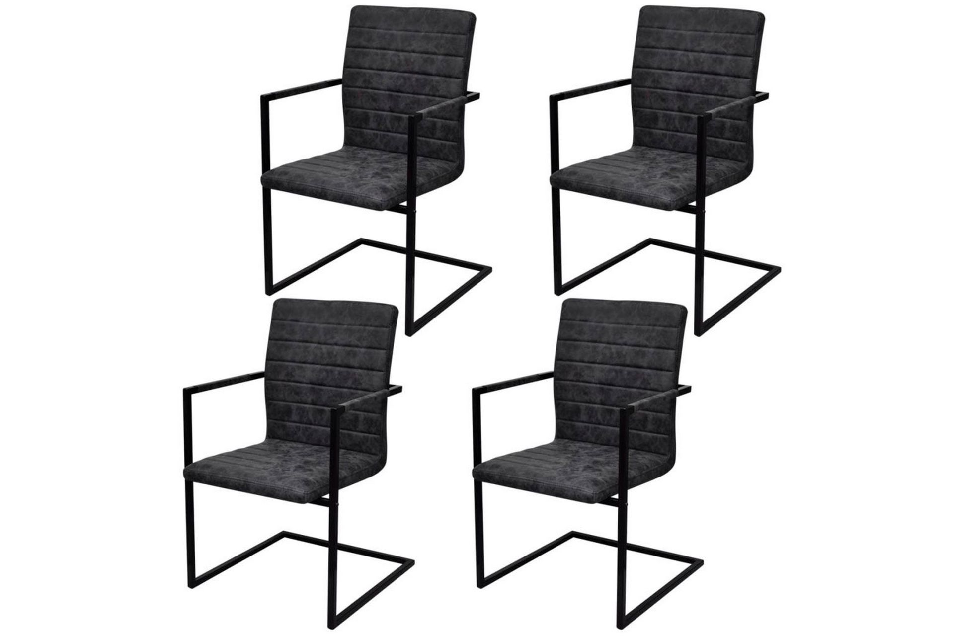 Spisebordsstole 4 Stk. Fritbærende Sort - Sort - Møbler - Stole & lænestole - Armstole