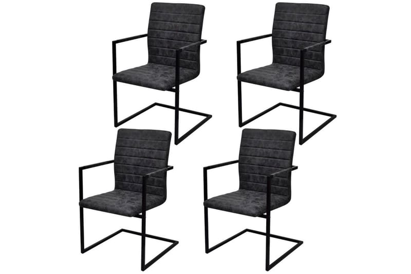 Spisebordsstole 4 Stk. Fritbærende Sort - Sort - Møbler - Stole & lænestole - Armstole