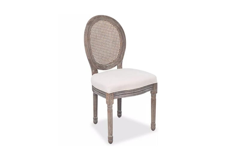 Spisebordsstole 4 Stk. Hør Og Rattan - Creme - Spisebordsstole & køkkenstole - Armstole