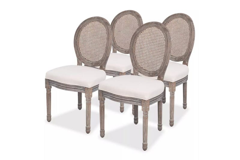 Spisebordsstole 4 Stk. Hør Og Rattan - Creme - Møbler - Stole & lænestole - Armstole