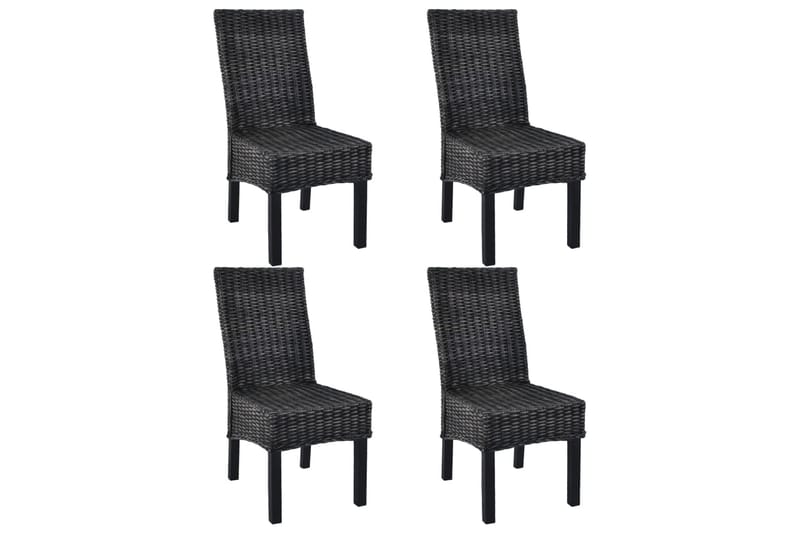 Spisebordsstole 4 Stk. Kubu-Rattan Og Mangotræ Sort - Sort - Møbler - Stole & lænestole - Armstole