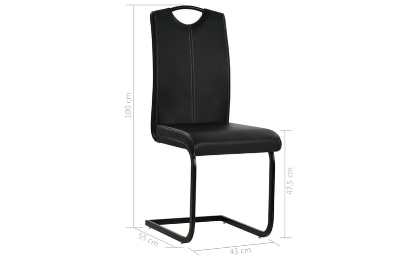 Spisebordsstole 4 Stk. Kunstlæder 43 X 55 X 100 Cm Sort - Sort - Spisebordsstole & køkkenstole - Armstole