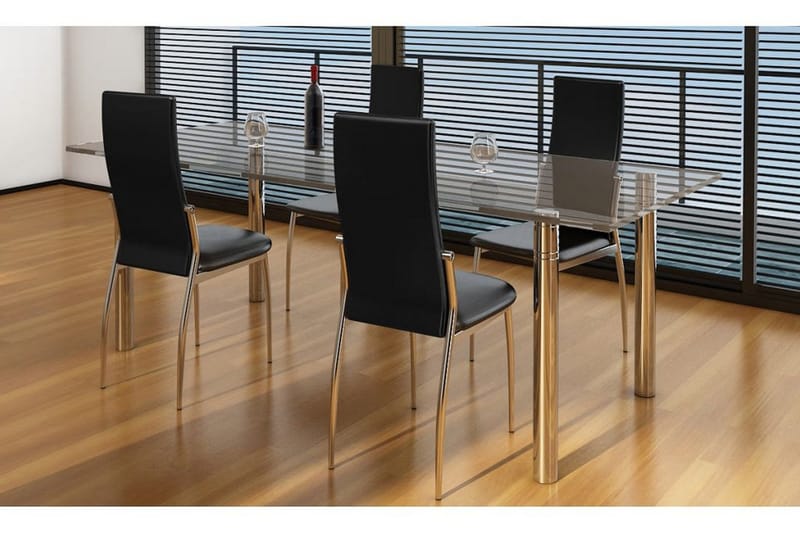 Spisebordsstole 4 Stk. Kunstlæder Sort - Sort - Møbler - Stole & lænestole - Armstole