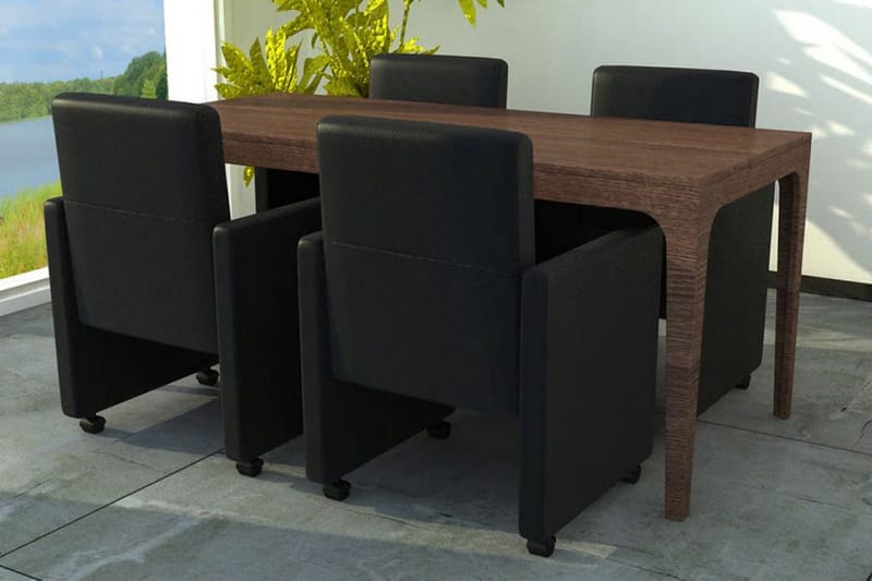 Spisebordsstole 4 Stk. Kunstlæder Sort - Sort - Spisebordsstole & køkkenstole - Armstole