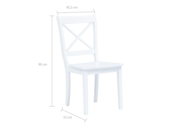 Spisebordsstole 4 Stk. Massivt Gummitræ Hvid - Hvid - Spisebordsstole & køkkenstole - Armstole