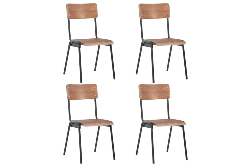 Spisebordsstole 4 Stk. Massivt Krydsfinér Stål Brun - Brun - Møbler - Stole & lænestole - Armstole