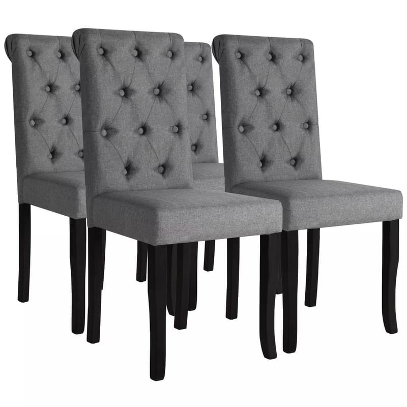 Spisebordsstole 4 Stk. Massivt Træ Mørkegrå - Grå - Spisebordsstole & køkkenstole - Armstole