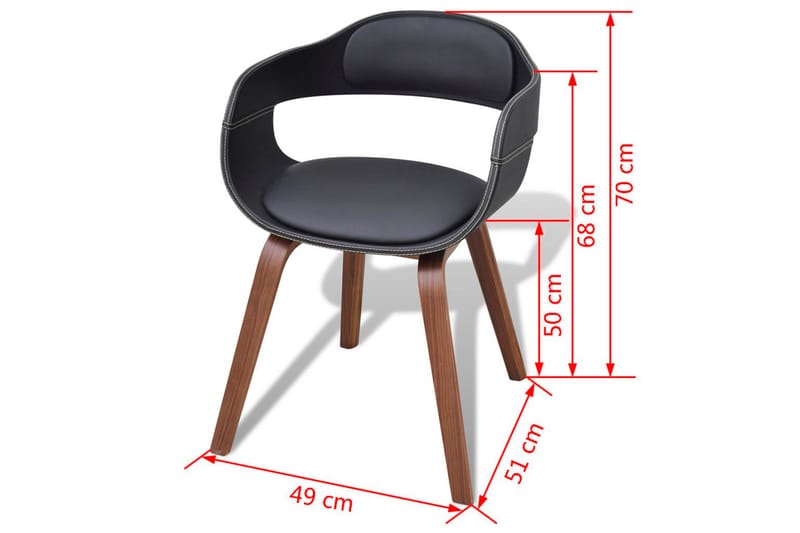 Spisebordsstole 4 Stk. Med Formspændt Træstel Kunstlæder - Sort - Spisebordsstole & køkkenstole - Armstole